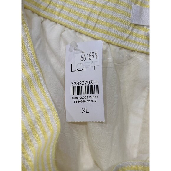 Loft Lightweight Summer Wear Yellow Pinstripe Cropped Pants Size XL Preppy NWT - Picture 8 of 10